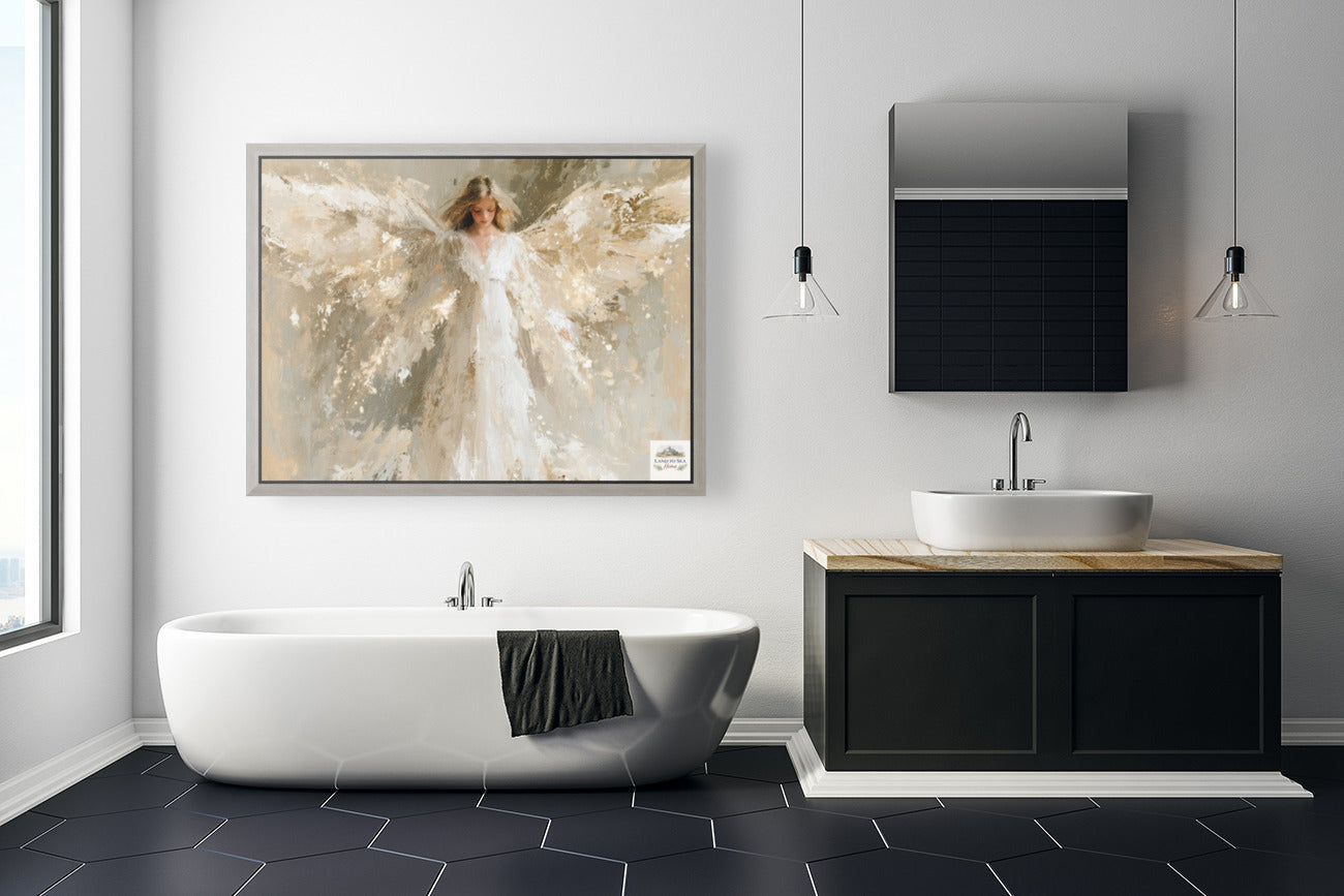 Whispers Of Grace | Angel Art | Christian Wall Decor | Neutral Spiritual Art | Heavenly Angel Print