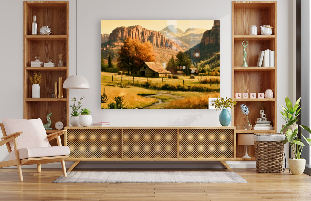 Autumn Beneath The Mountains | Impressionist Mountain Landscape Art | Giclée Paper • Wood • Metal • Canvas