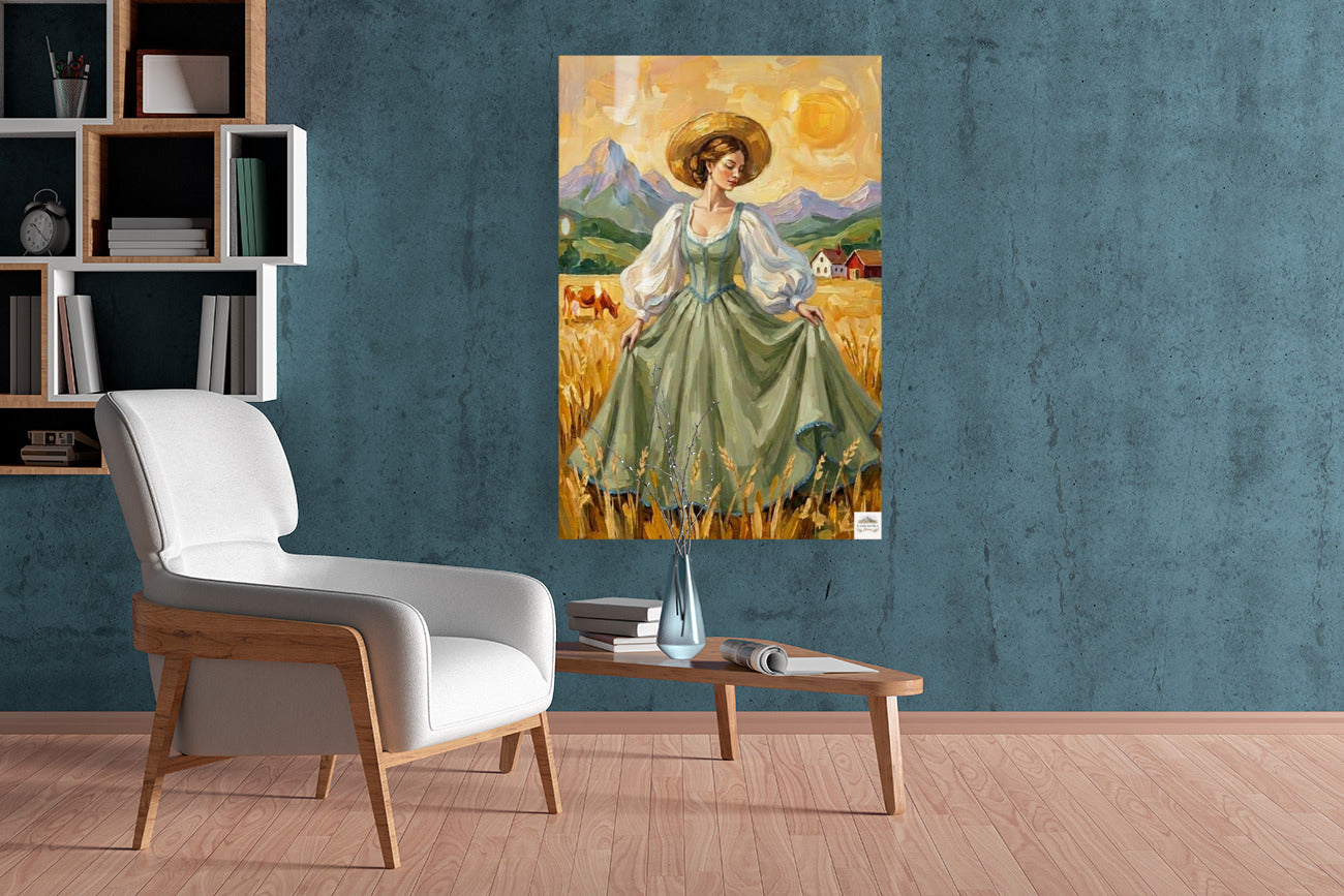 Dancing In the Garden| Vintage Style Print| Farm Village Art| Giclee Paper- Wood- Metal- Canvas