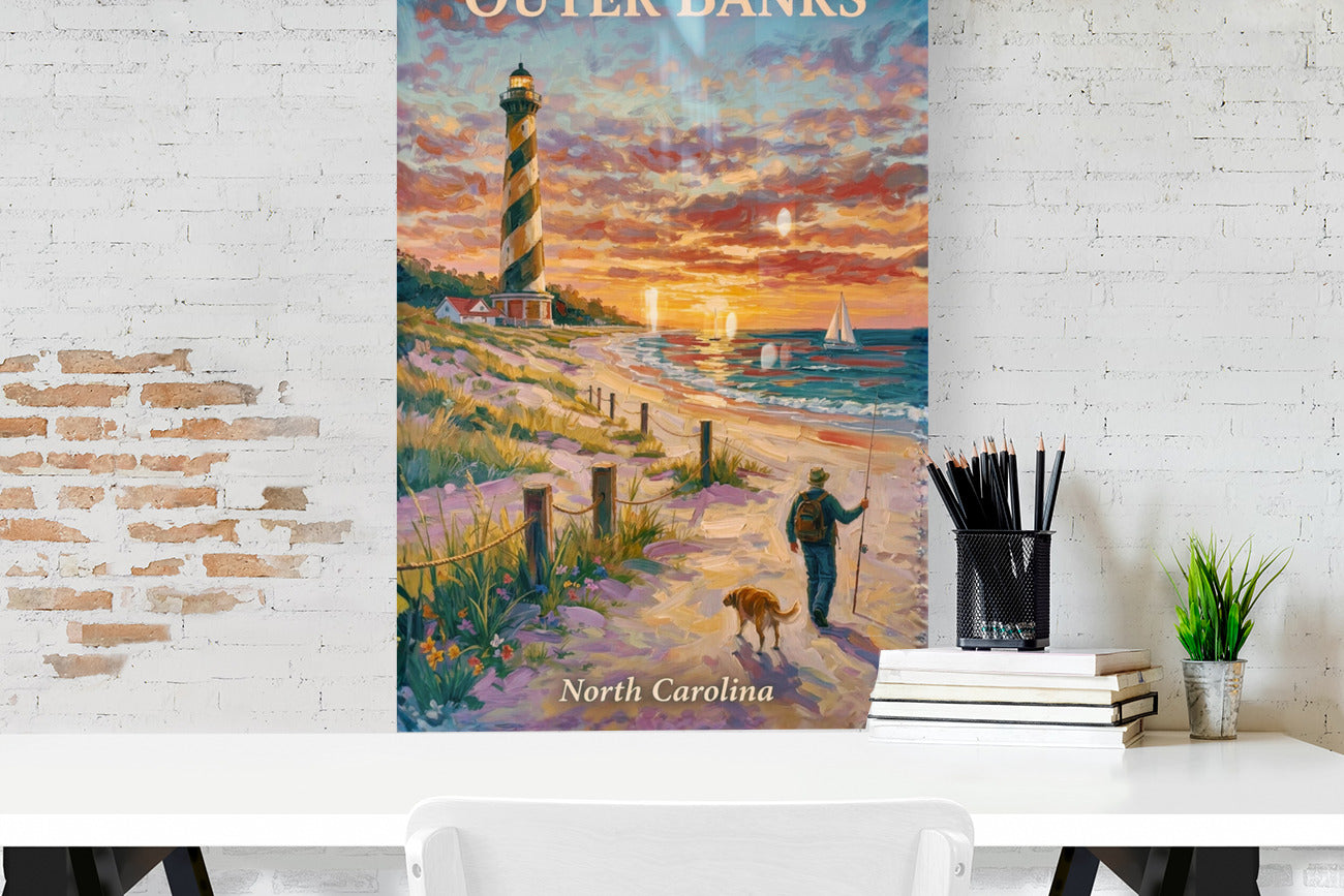 Outer Banks Lighthouse| North Carolina Ocean Print| Beach Art| Travel Poster| Giclee Paper- Wood- Metal- Canvas