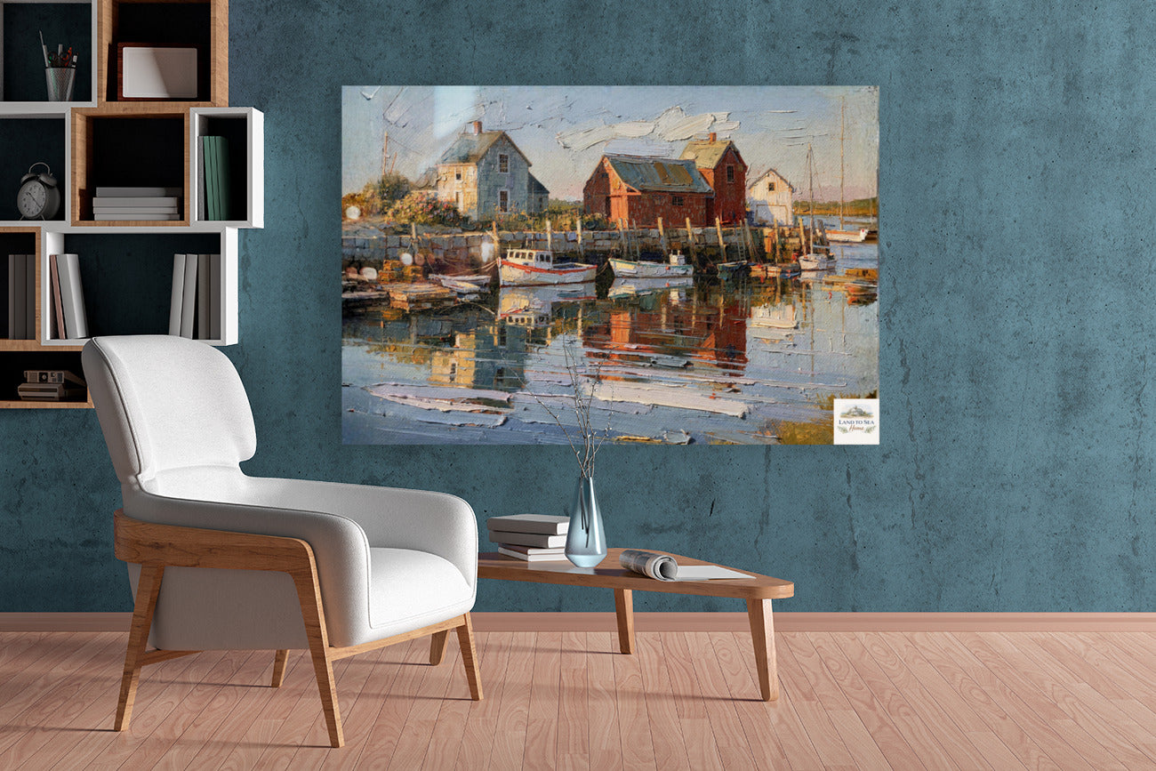 New England Boating| Coastal Homes and Ships Art| Giclee Paper- Wood- Metal- Canvas
