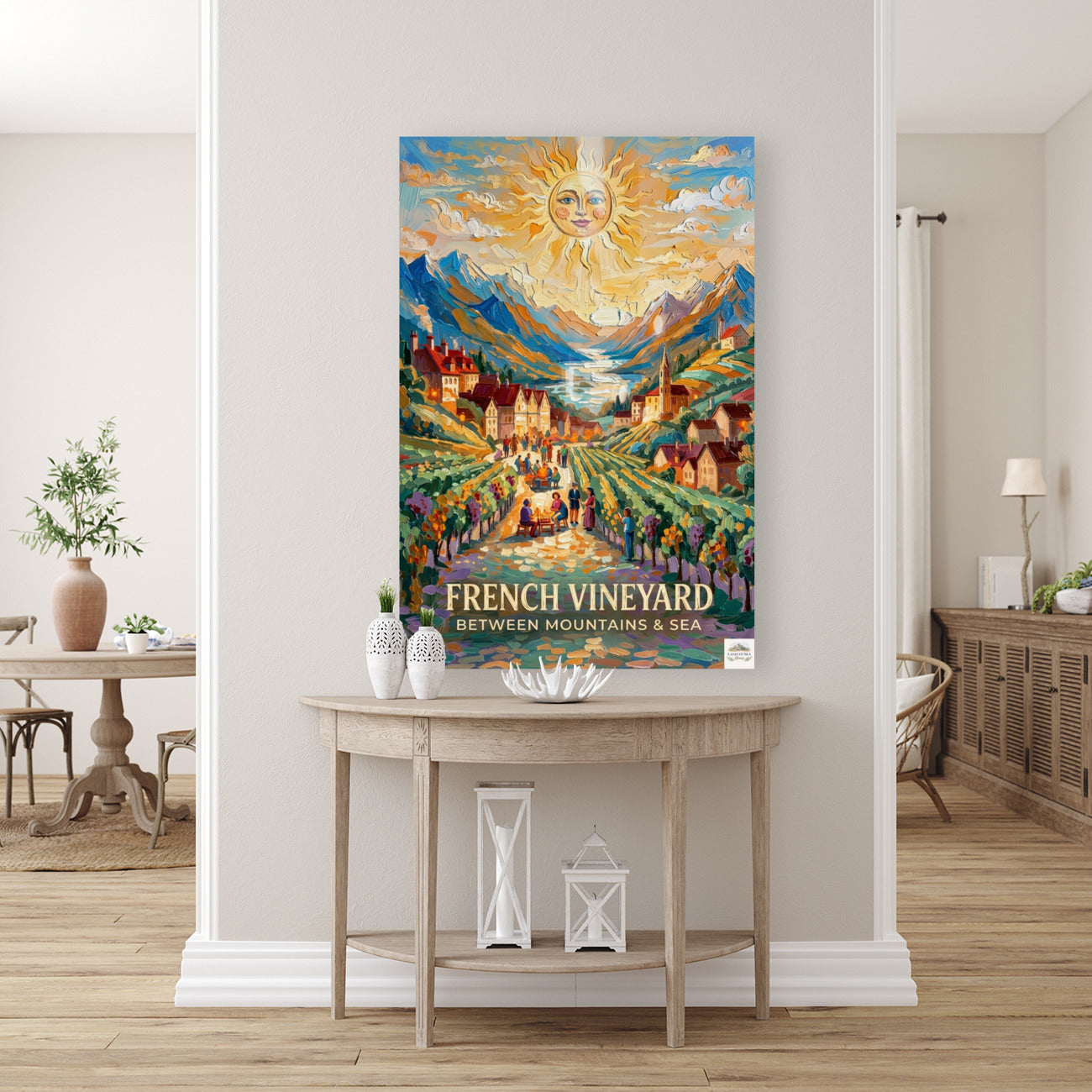 French Vineyard Between Mountain and Sea| Travel Print| Giclee Paper- Wood- Metal- Canvas
