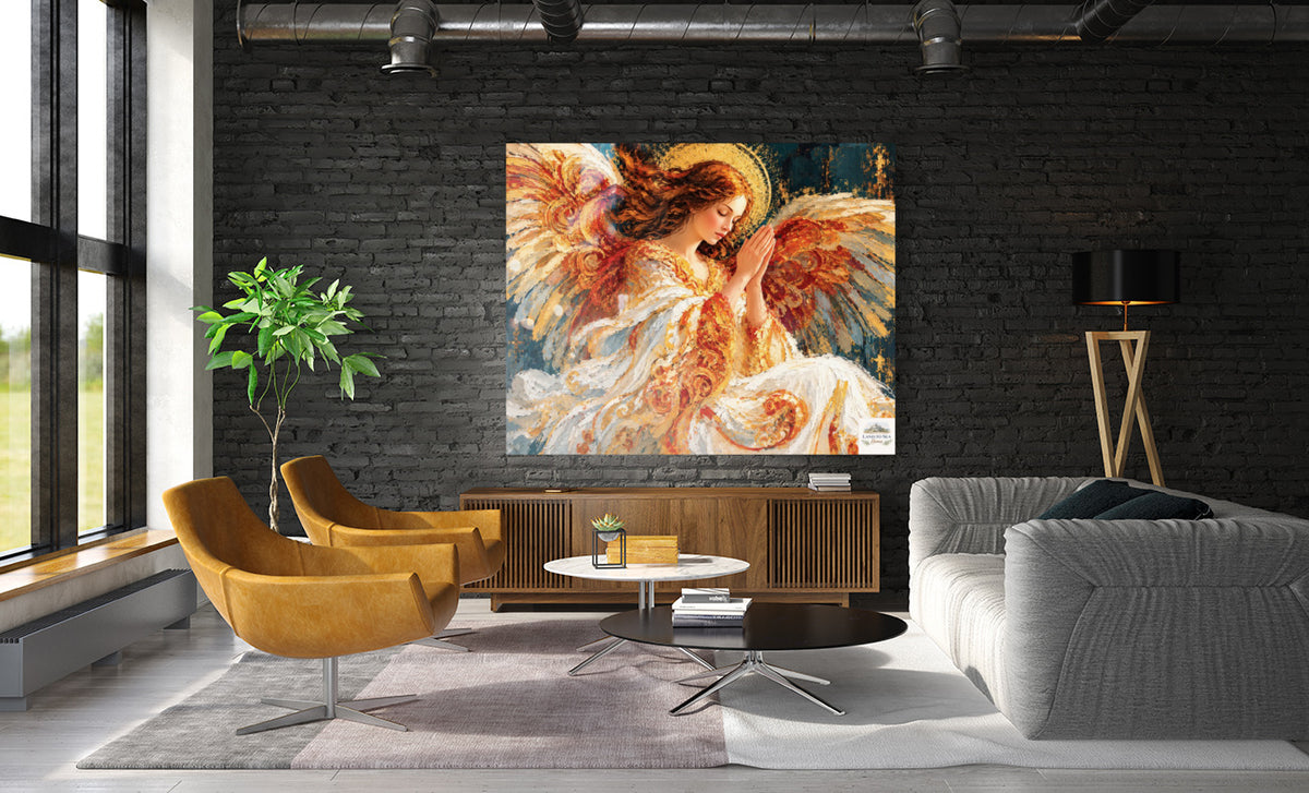 In The Stillness Of Prayer  Praying Angel Wall Art  Prints Canvas Wood Or Metal Art