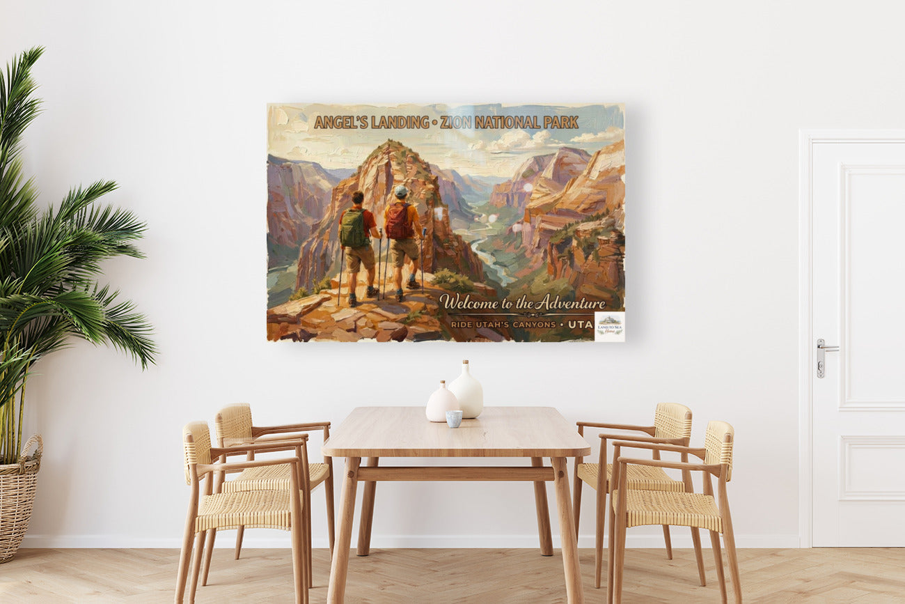 Angel's Landing, Zion National Park | Utah Travel Poster | Canyon Hiking Wall Art | Giclée Print on Paper, Canvas, Wood & Metal