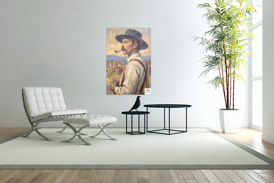 Farmer Man | Vintage Farm Print |Teresa Johnson Rural Wall Art | Harvest Impressionist Print | Giclée Paper • Wood • Metal • Canvas