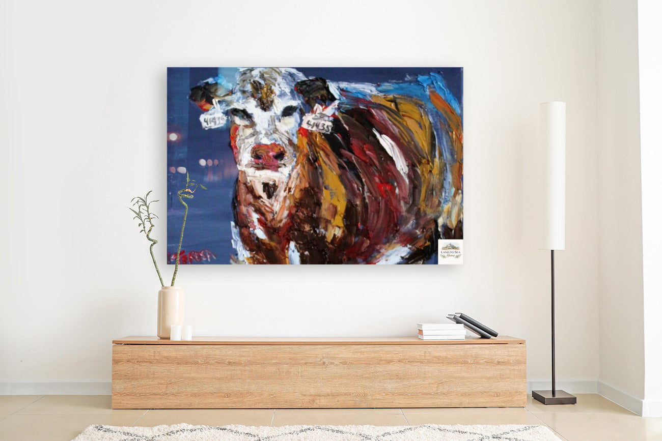 Pose for Me | Original Teresa Johnson Cow Art | Abstract Animal | Giclee Paper- Wood- Metal- Canvas
