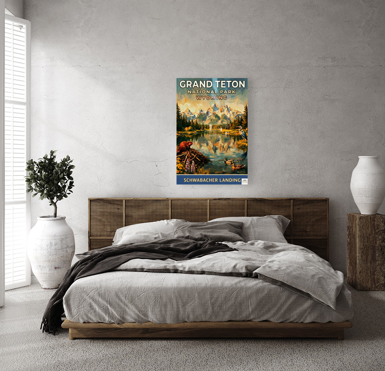 Schwabacher Landing| Grand Teton Mountain| Impressionist Print| Giclee Paper- Wood- Metal- Canvas