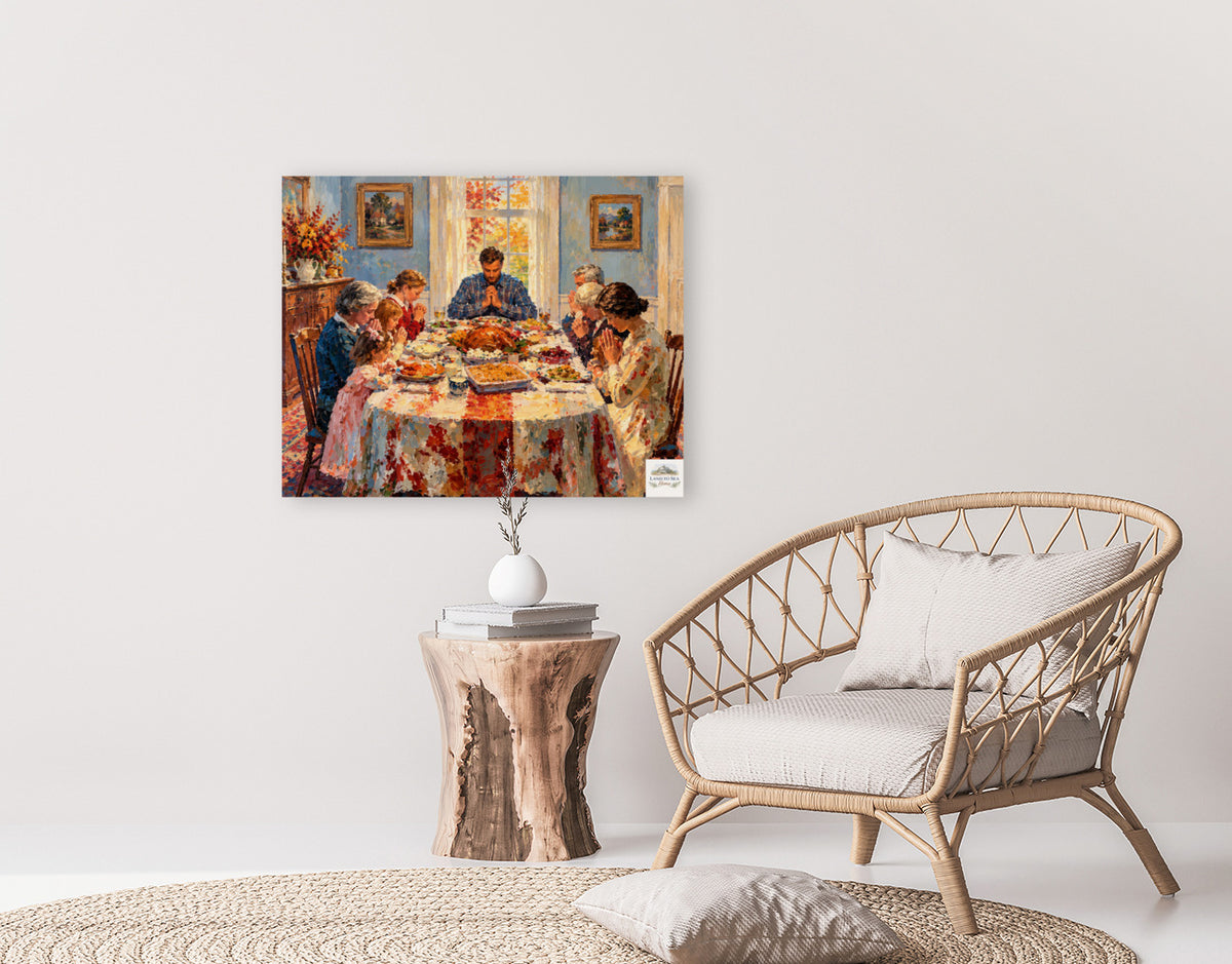 Happy Thanksgiving Give Thanks Celebrate the Holiday Giclee Paper- Wood- Metal- Canvas