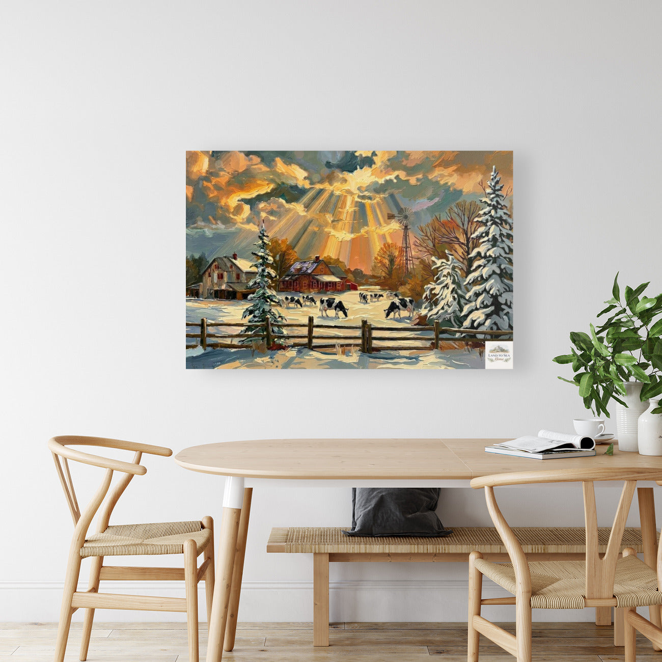 Winter Farm | Farmhouse Print| Snow Covered Ranch | Winter Art | Giclée Paper • Wood • Metal • Canvas
