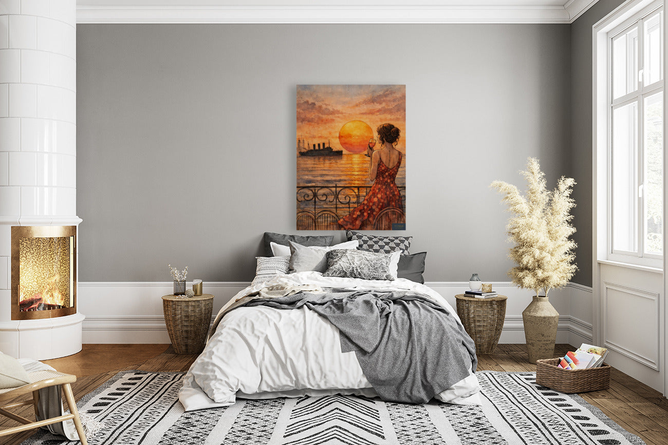 Sunset Views Of Caribbean Ship| Coastal Ocean Art. Giclee Paper- Wood- Metal- Canvas