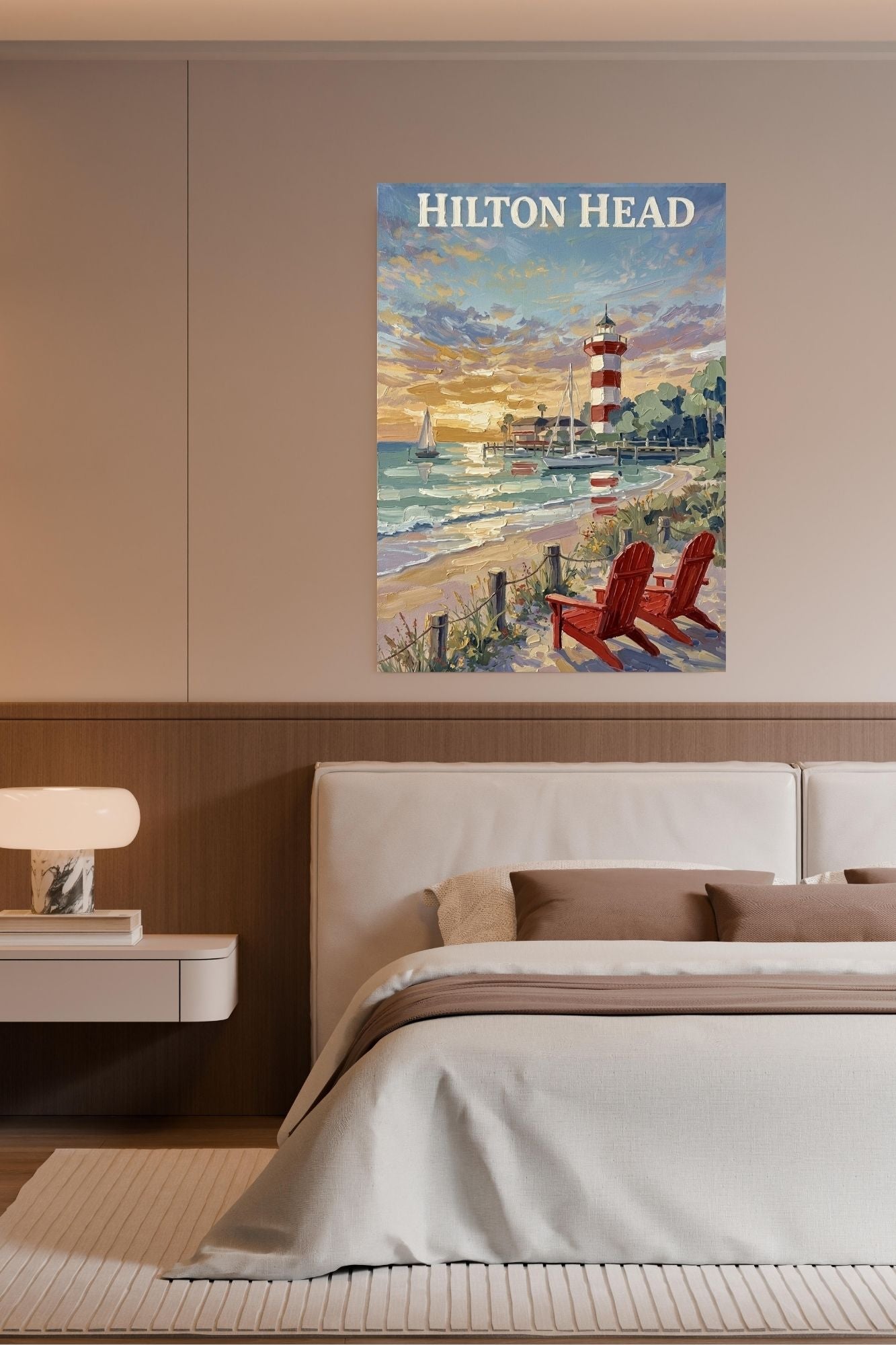Hilton Head Sunset at Harbour Town Lighthouse | Ocean Print| Beach Art| Travel Poster| Giclee Paper- Wood- Metal- Canvas
