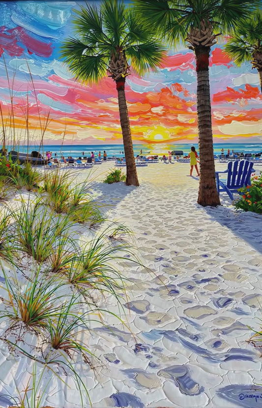 Peaceful Shores | Coastal Beach| Palm Tree Art| Giclee Paper- Wood- Metal- Canvas