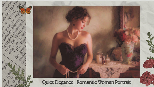 Quiet Elegance, Romantic Woman Portrait Wall Art, Vintage Inspired Feminine Decor, Soft Impressionist Figure Painting, , Giclee Paper- Wood- Metal- Canvas