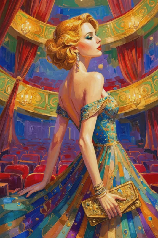 The Girl Has Talent | Vintage Hollywood Theater Art | Glamorous Stage Actress Wall Art | Art Deco Inspired Giclée Print on Canvas, Wood & Metal