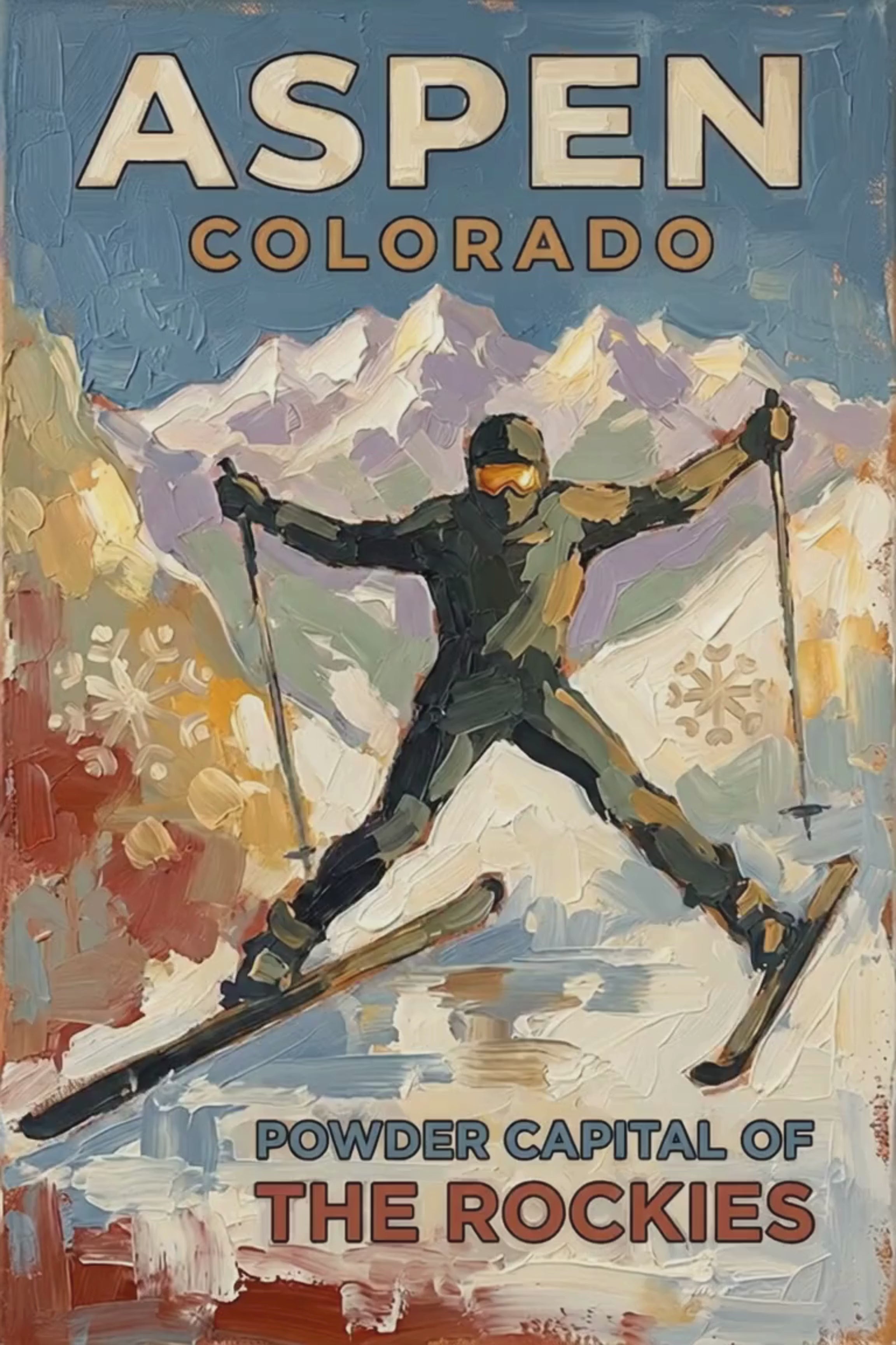 Aspen Colorado Powder Capital Of The Rockies| Snow Print| Giclee on Paper - Wood - Metal - Canvas