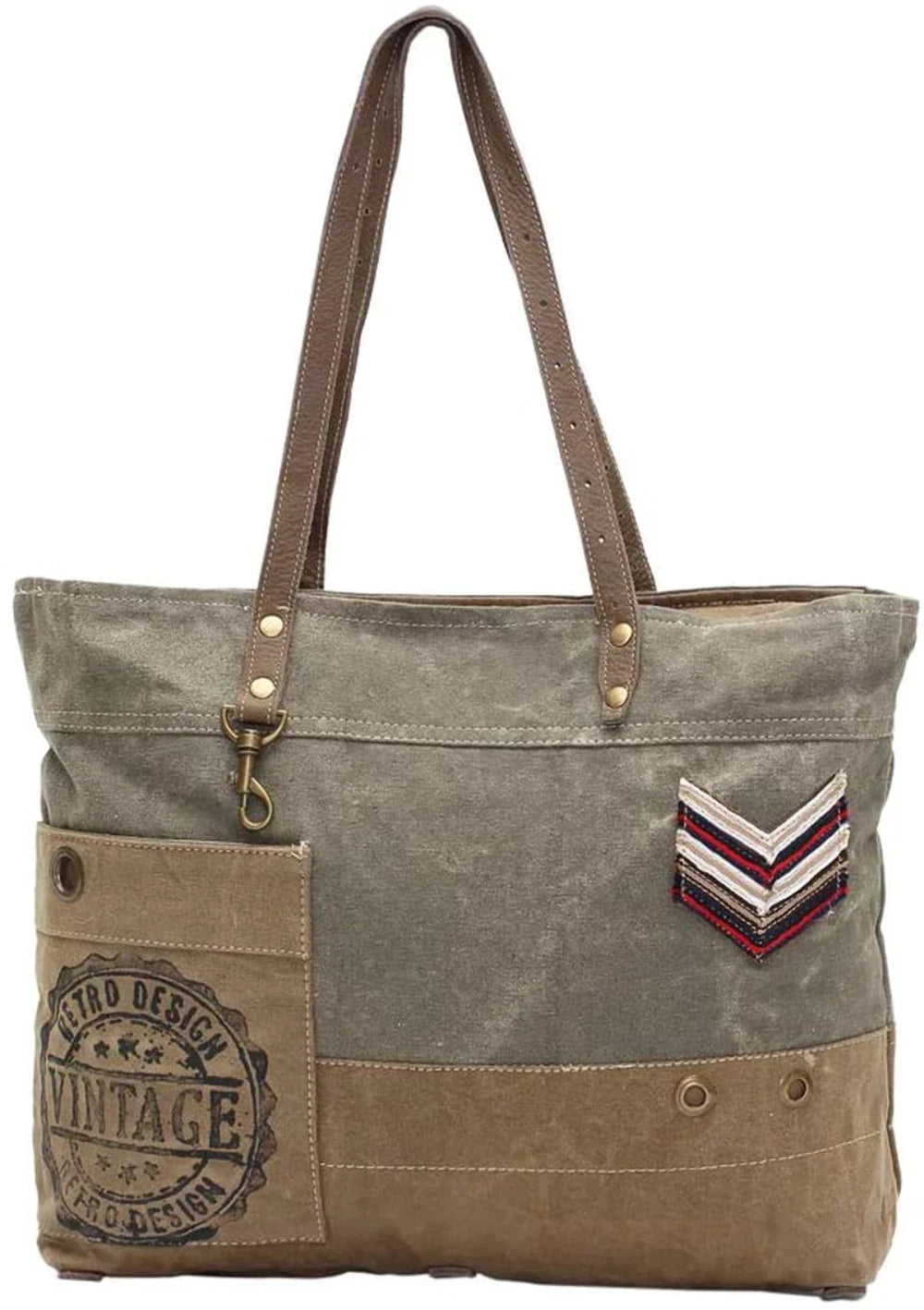 *Myra Bags Military Badge Upcycled Canvas Tote Bag S-0934*TeresaJohnsonArtArt