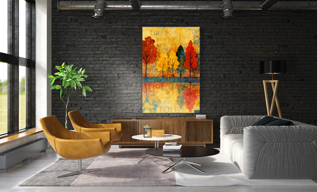 Autumn Rhythm | Mid Century Modern Fall Trees | Abstract Autumn Art | Giclée Paper • Wood • Metal • Canvas