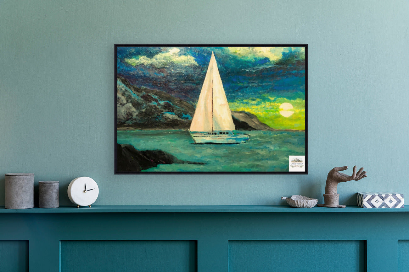 Sailing Past the Point | Original Teresa Johnson Coastal Sailboat Art | Ocean Seascape | Nautical Wall Decor | Giclée Paper • Wood • Metal • Canvas