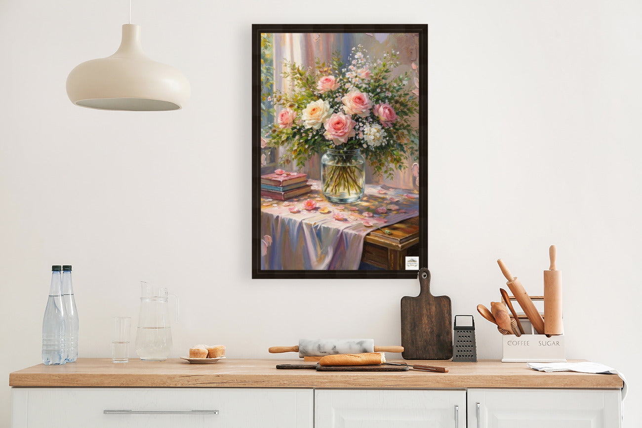 Soft Bouquets and Sunlight Serenity| Floral Print| Romantic Pink Roses in the Sunlight| Giclee Paper- Wood- Metal- Canva