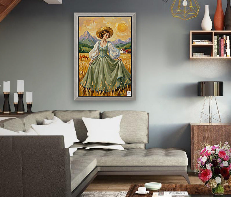Dancing In the Garden| Vintage Style Print| Farm Village Art| Giclee Paper- Wood- Metal- Canvas