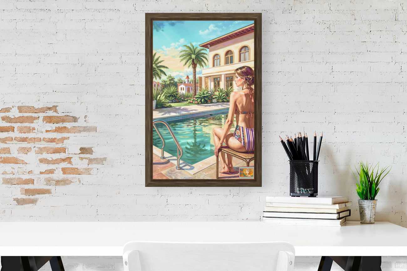 By the Pool, Bahamas | Tropical Resort Wall Art | Island Vacation Impressionist Painting | Giclée Paper • Canvas • Wood • Metal