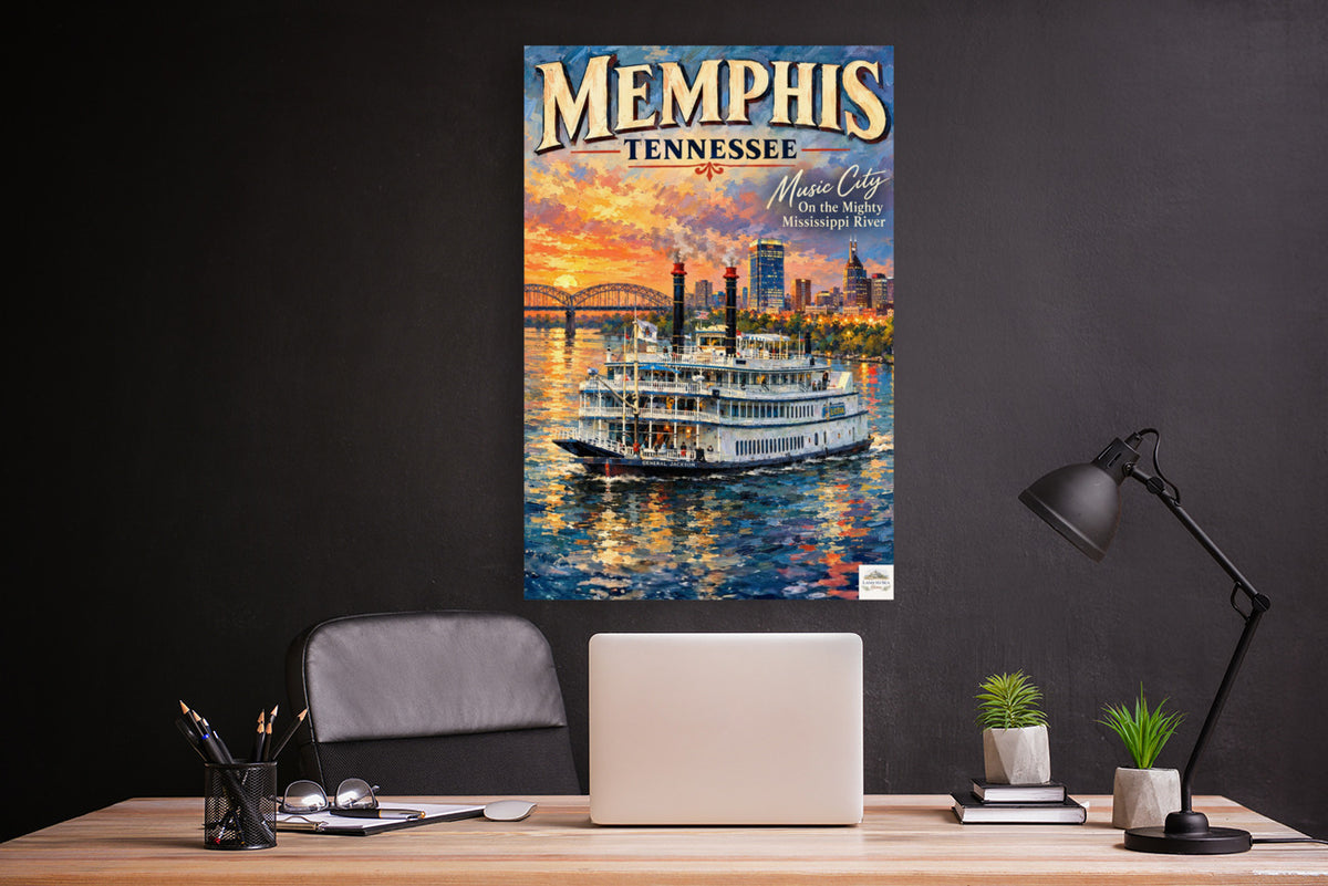 Memphis River Boat | Music City on the Mighty Mississippi | Teresa Johnson Art | Giclée Paper • Wood • Metal • Canvas