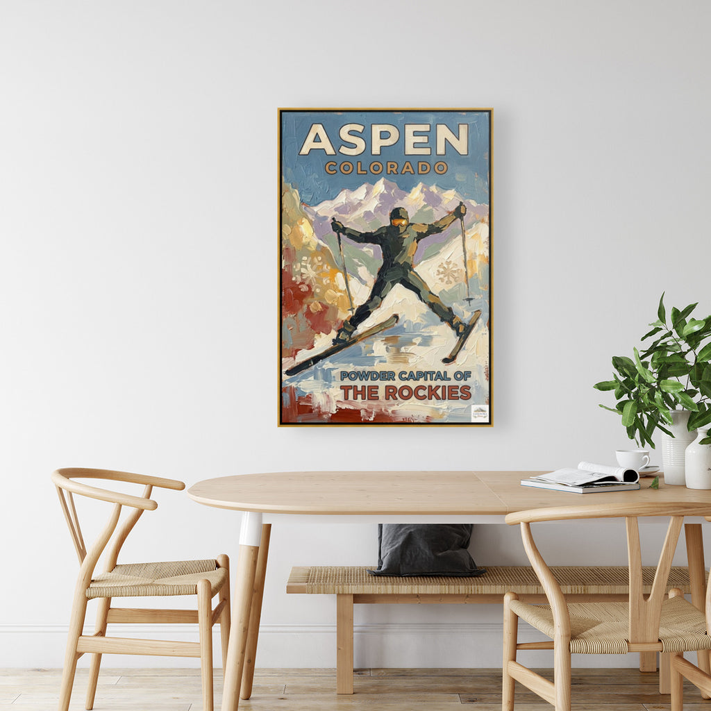 Aspen Colorado Powder Capital Of The Rockies| Snow Print| Giclee on Paper - Wood - Metal - Canvas