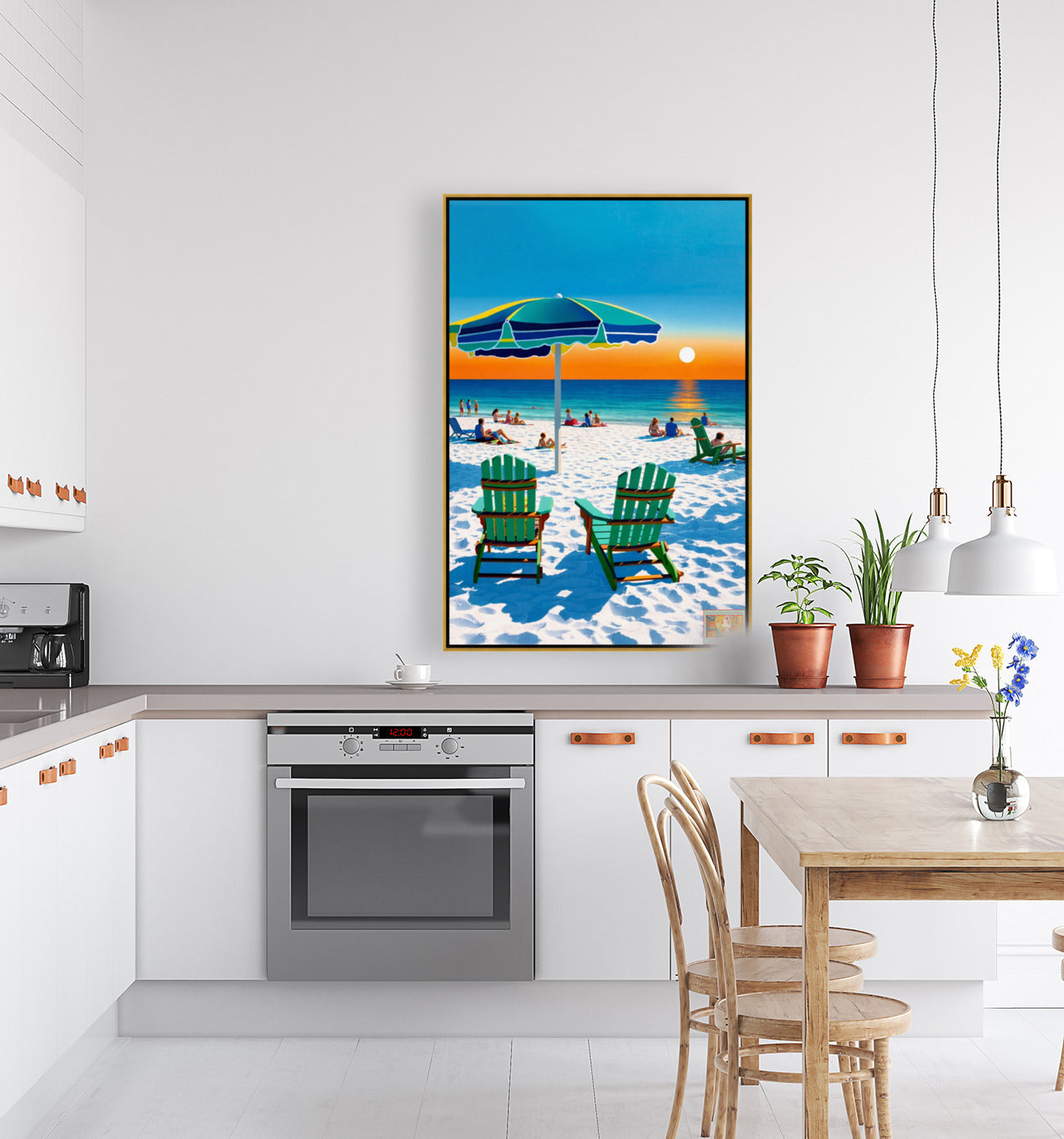 Beach Sunset With Adirondack Chairs| Beach Tropical Print| Giclee Paper- Wood- Metal- Canvas