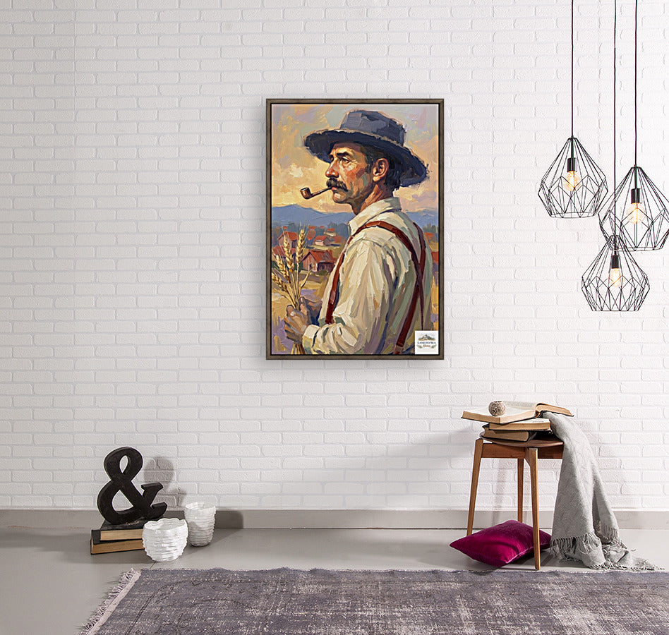 Farmer Man | Vintage Farm Print |Teresa Johnson Rural Wall Art | Harvest Impressionist Print | Giclée Paper • Wood • Metal • Canvas