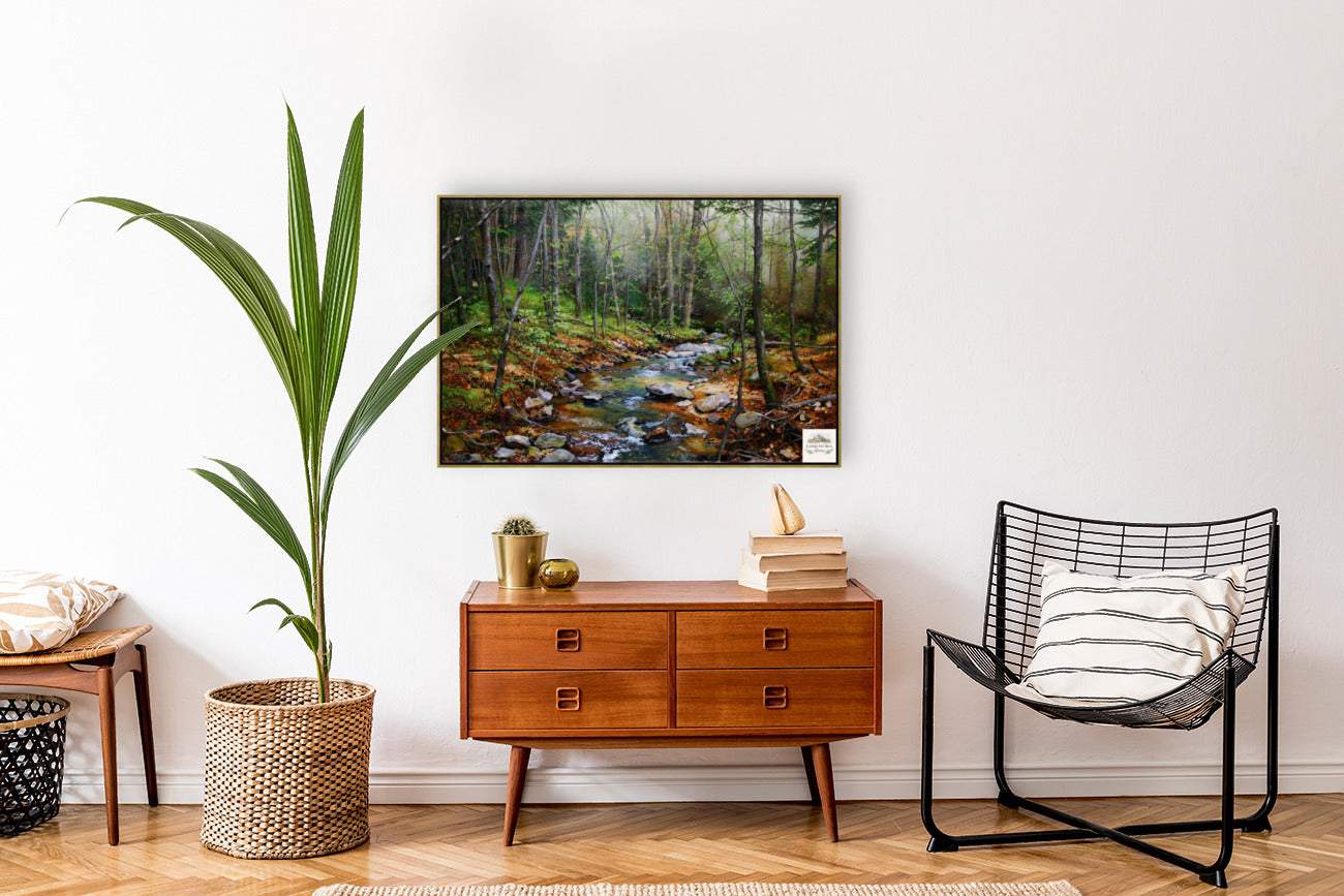 Peaceful Woodland Stream | Impressionist Print| Forest Creek Landscape | Nature Wall Art