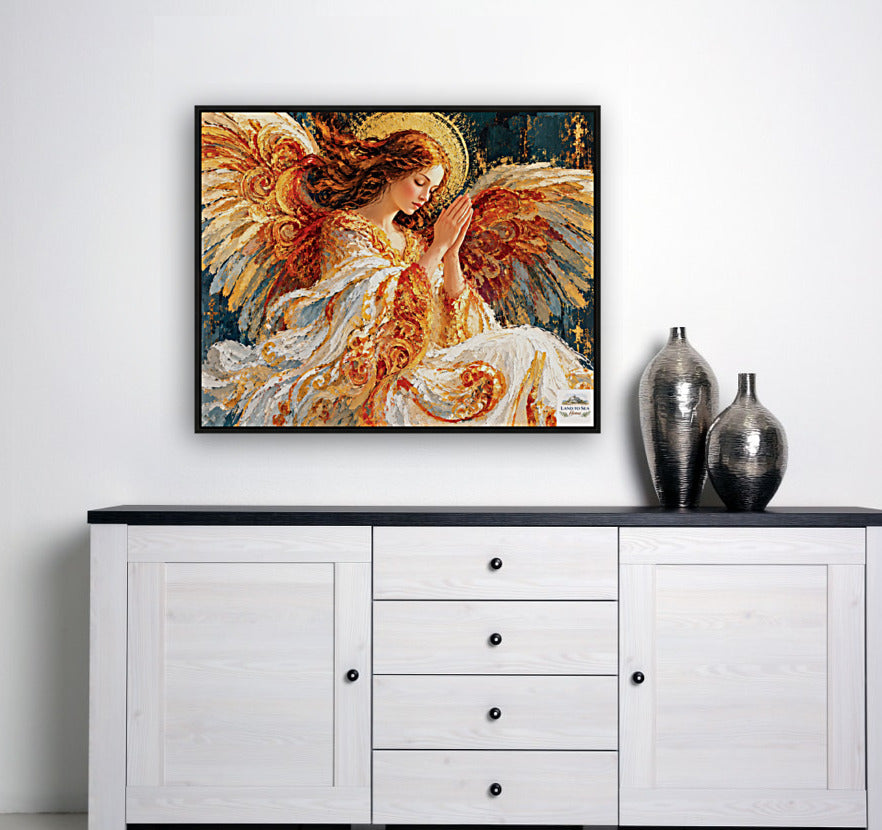 In The Stillness Of Prayer  Praying Angel Wall Art  Prints Canvas Wood Or Metal Art