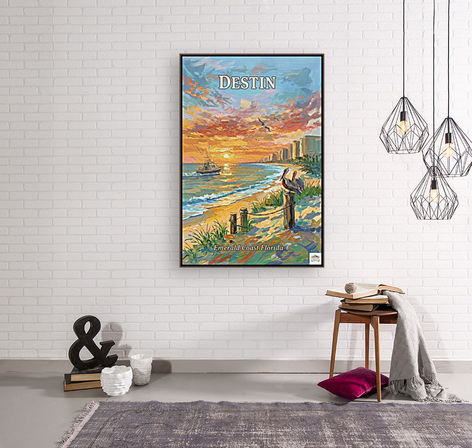 Emerald Coast Sunset In Destin| Travel Poster Art| Giclee Paper- Wood- Metal- Canvas