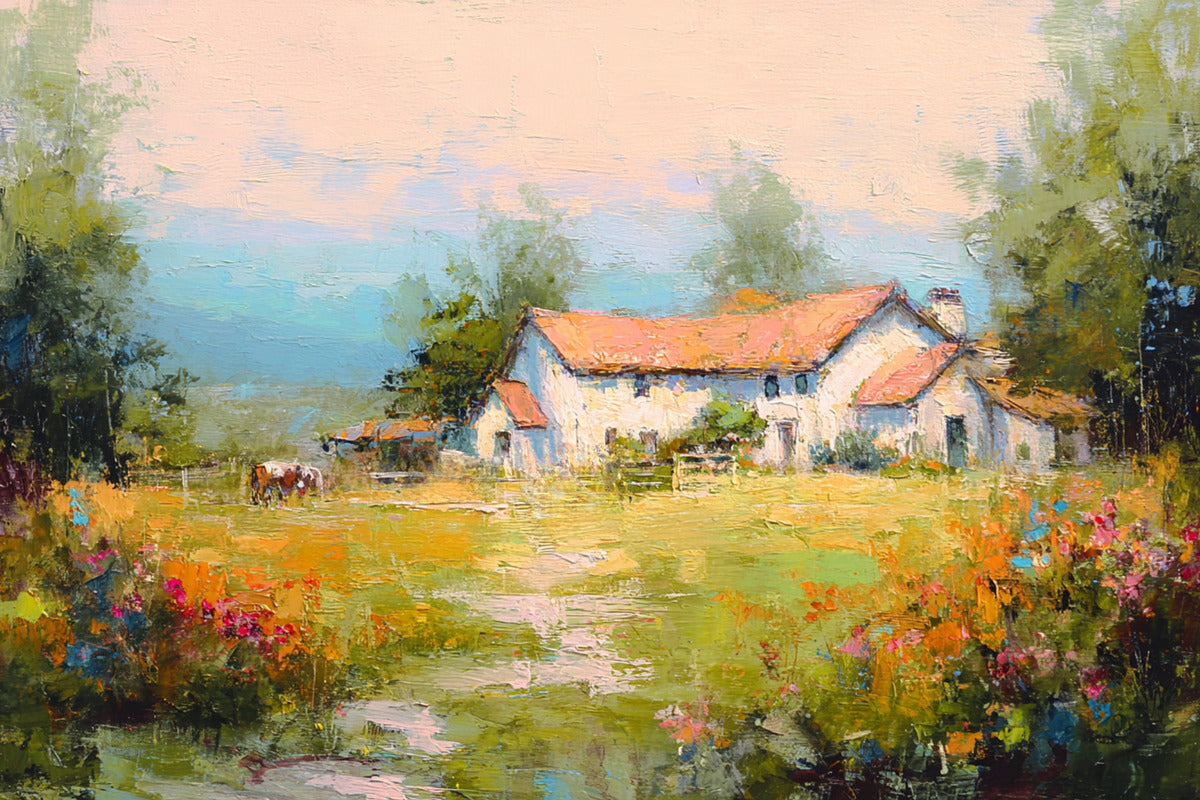 Blue Ridge Wildflower Farm| Impressionist Print| Southern Farmhouse| Wall Art, Giclée on Canvas, Wood, Metal. Fine Art Paper
