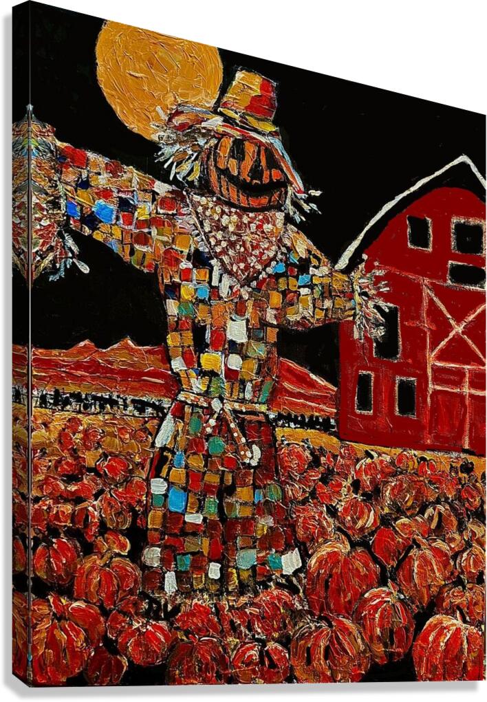 Scary Scarecrow- Farm| Autumn Art| Halloween Pumpkins| Giclee Paper- Wood- Metal- Canvas