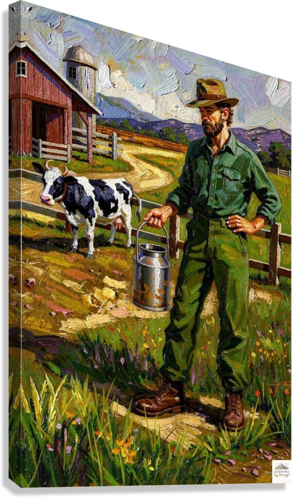 Dairy Farmer| Farm Cow Art| Giclee Paper- Wood- Metal- Canvas