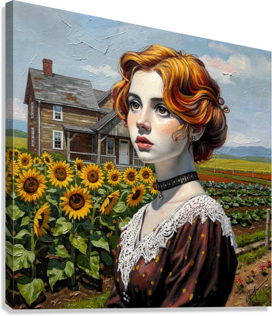 Vintage Farm Girl| Harvest Art| Giclee Paper- Wood- Metal- Canvas