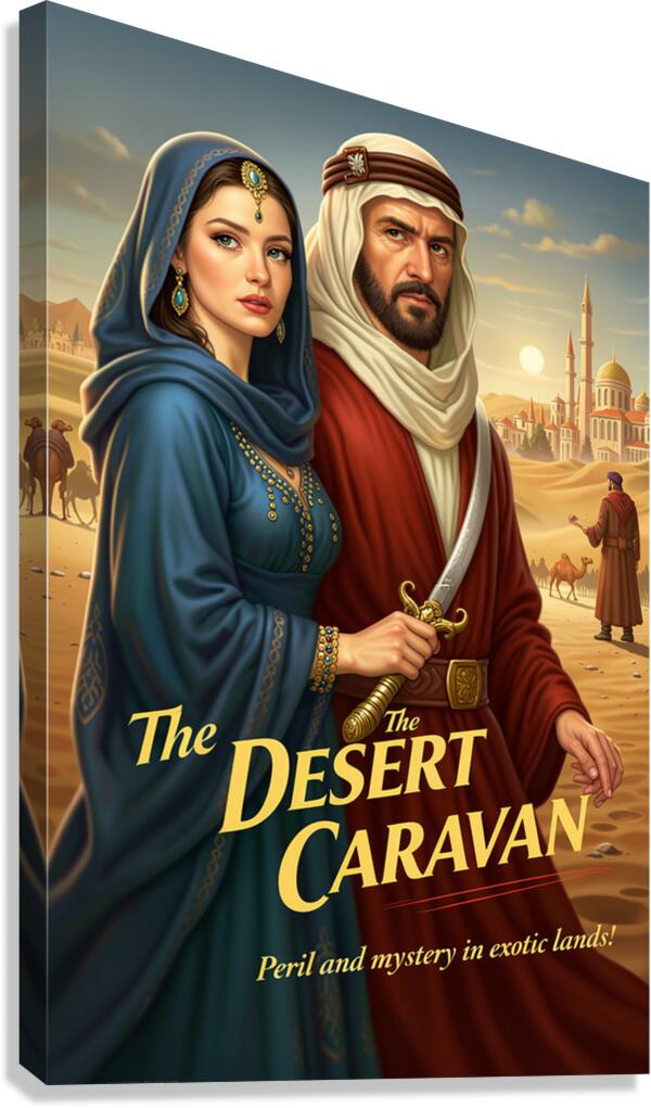 Desert Caravan Under Twilight Skies| Romantic And Danger In The Desert Art| Giclee Paper- Wood- Metal- Canvas