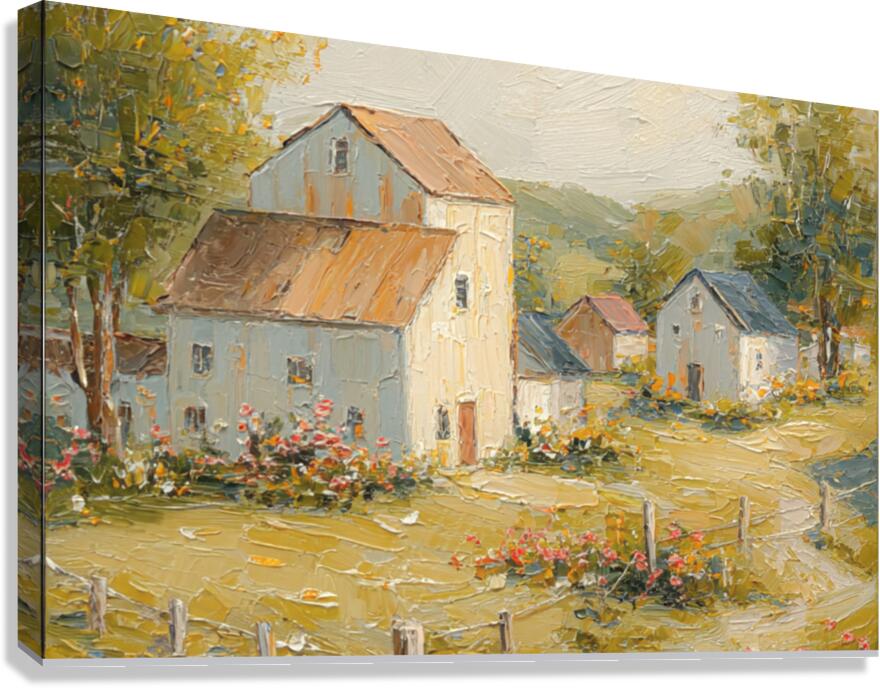 Tuscan Village Farmhouse |Impressionist Print| Italian Country| European Farmhouse Art| Giclée on Canvas, Wood, Metal & Fine Art Paper