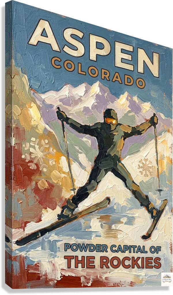 Aspen Colorado Powder Capital Of The Rockies| Snow Print| Giclee on Paper - Wood - Metal - Canvas