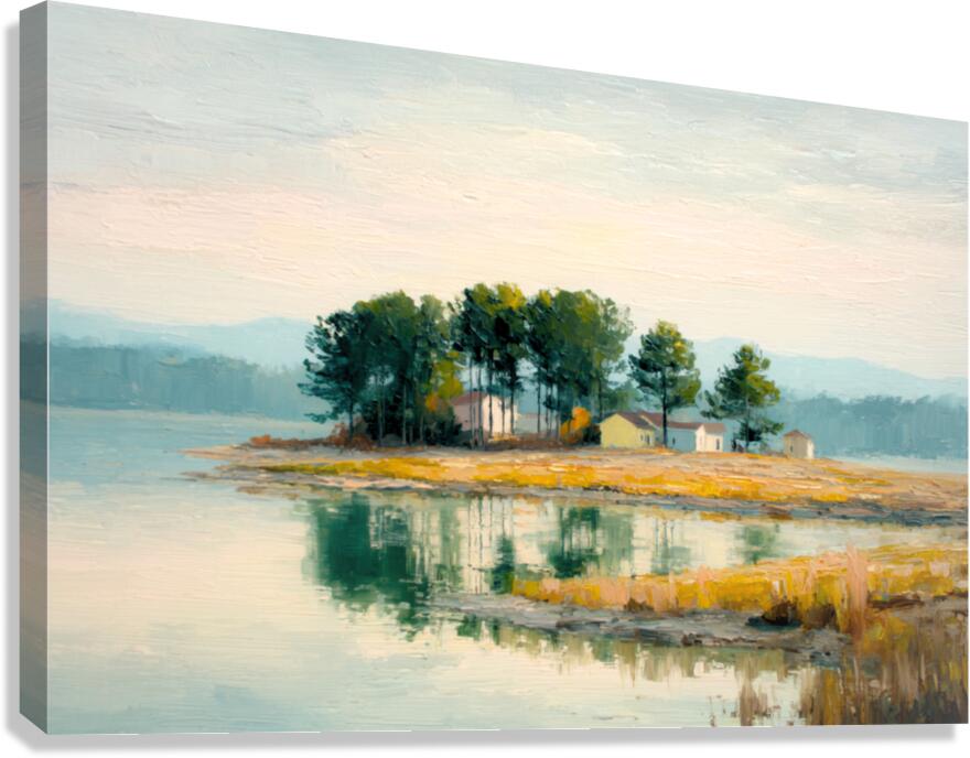Coastal Point | Coastal Print| Landscape Art Print | Serene Island art| Impressionist Seascape | Beach House Wall Art | Lake & Coastal Decor