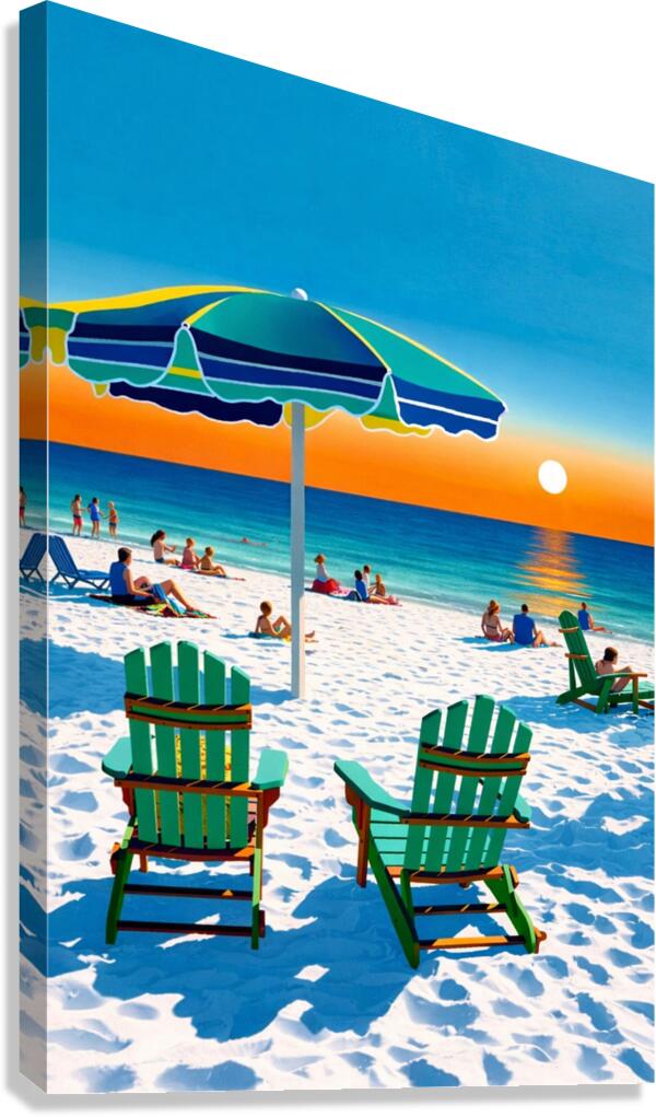 Beach Sunset With Adirondack Chairs| Beach Tropical Print| Giclee Paper- Wood- Metal- Canvas