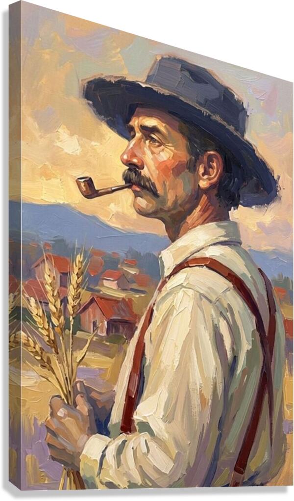Farmer Man | Vintage Farm Print |Teresa Johnson Rural Wall Art | Harvest Impressionist Print | Giclée Paper • Wood • Metal • Canvas