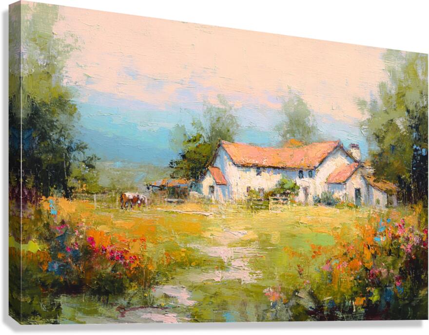 Blue Ridge Wildflower Farm – Impressionist Southern Farmhouse Painting, Wall Art, Giclée on Canvas, Wood, Metal & Fine Art Paper