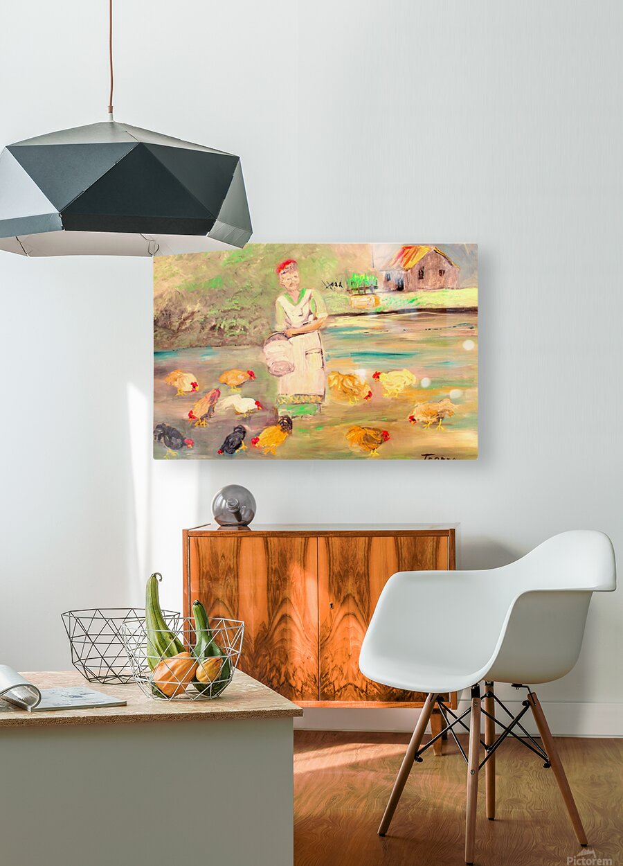 Feeding the Chickens-Animal-Giclee Prints, Canvas, Wood, or Metal Art