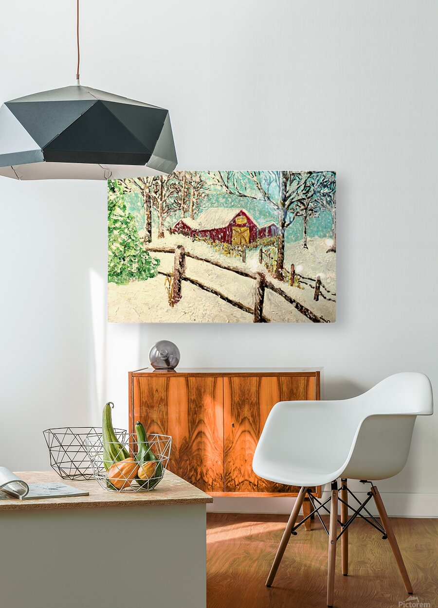 Snowy Christmas Morning| Merry Christmas Art| Vintage Look Farm Barn| Giclee Paper- Wood- Metal- Canvas