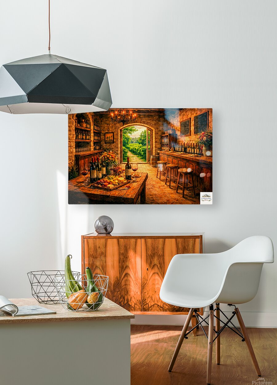 Rustic Wine Tasting Room | Wine Country Art | Giclée Paper • Canvas • Birch Wood • Metal Panels