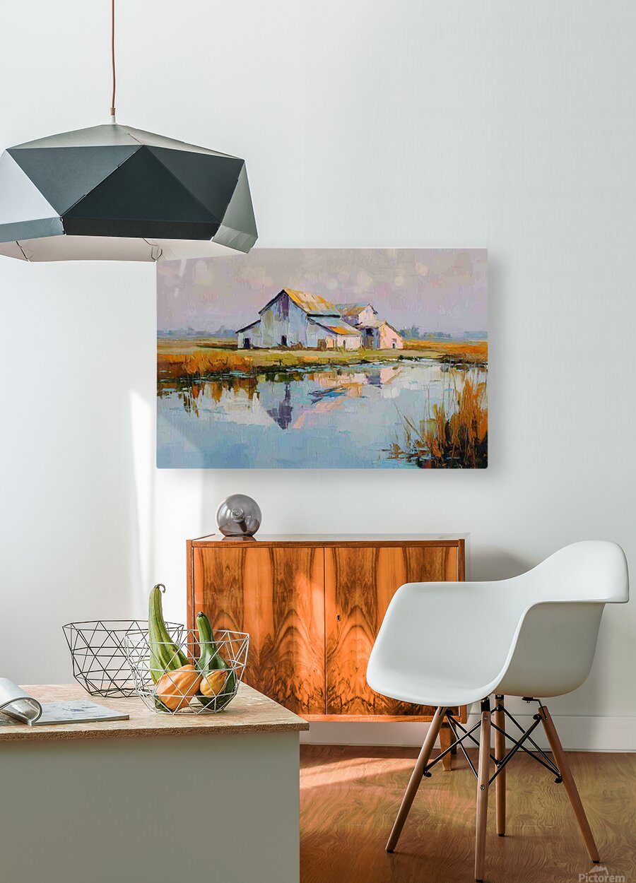 Still Water Farm | Impressionist Print| Barn Reflection Print| Farmhouse Art| Giclée on Canvas, Wood, Metal & Fine Art Paper