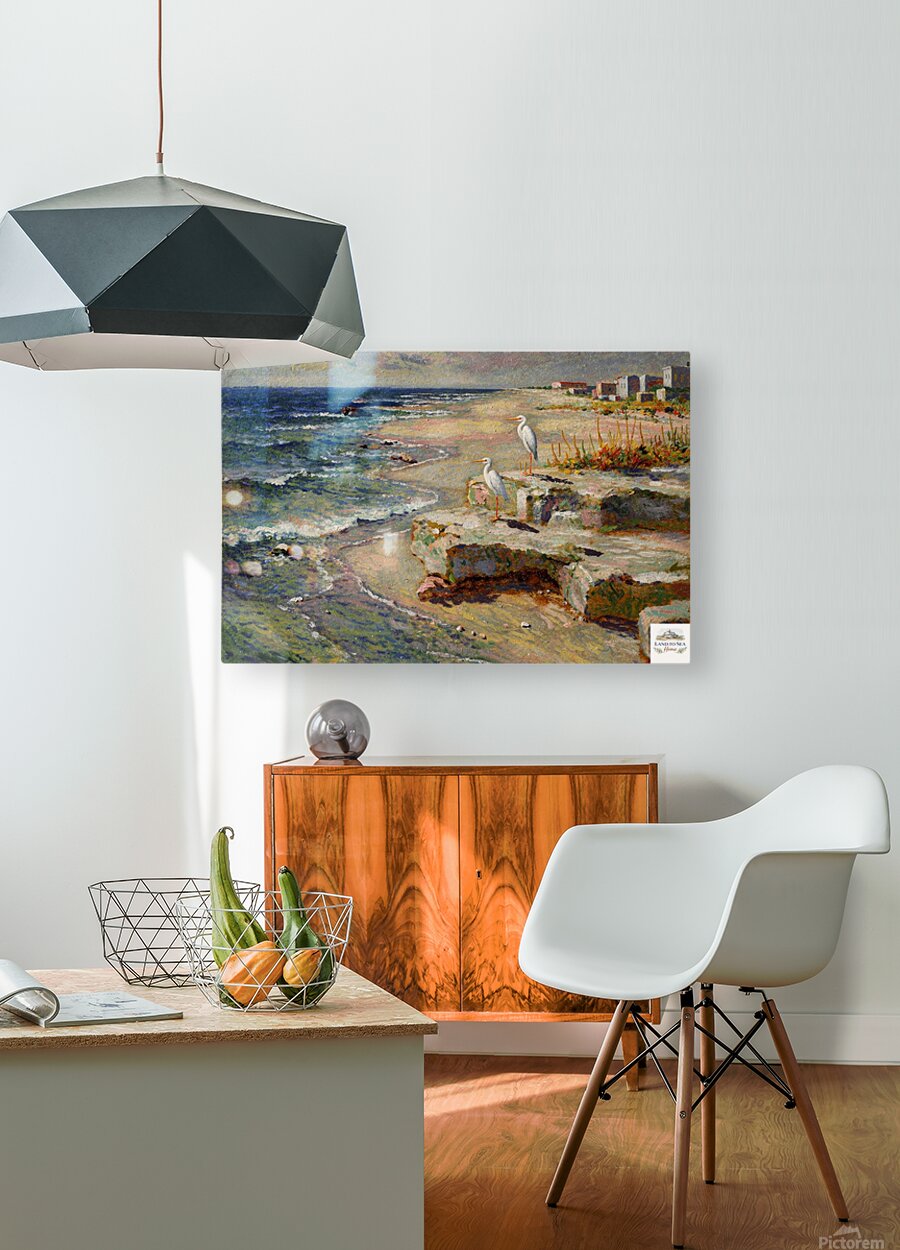 Coastal Herons – Impressionist Beach Painting, Shorebirds at the Surf, Coastal Wall Art, Giclée on Canvas, Wood, Metal & Fine Art Paper