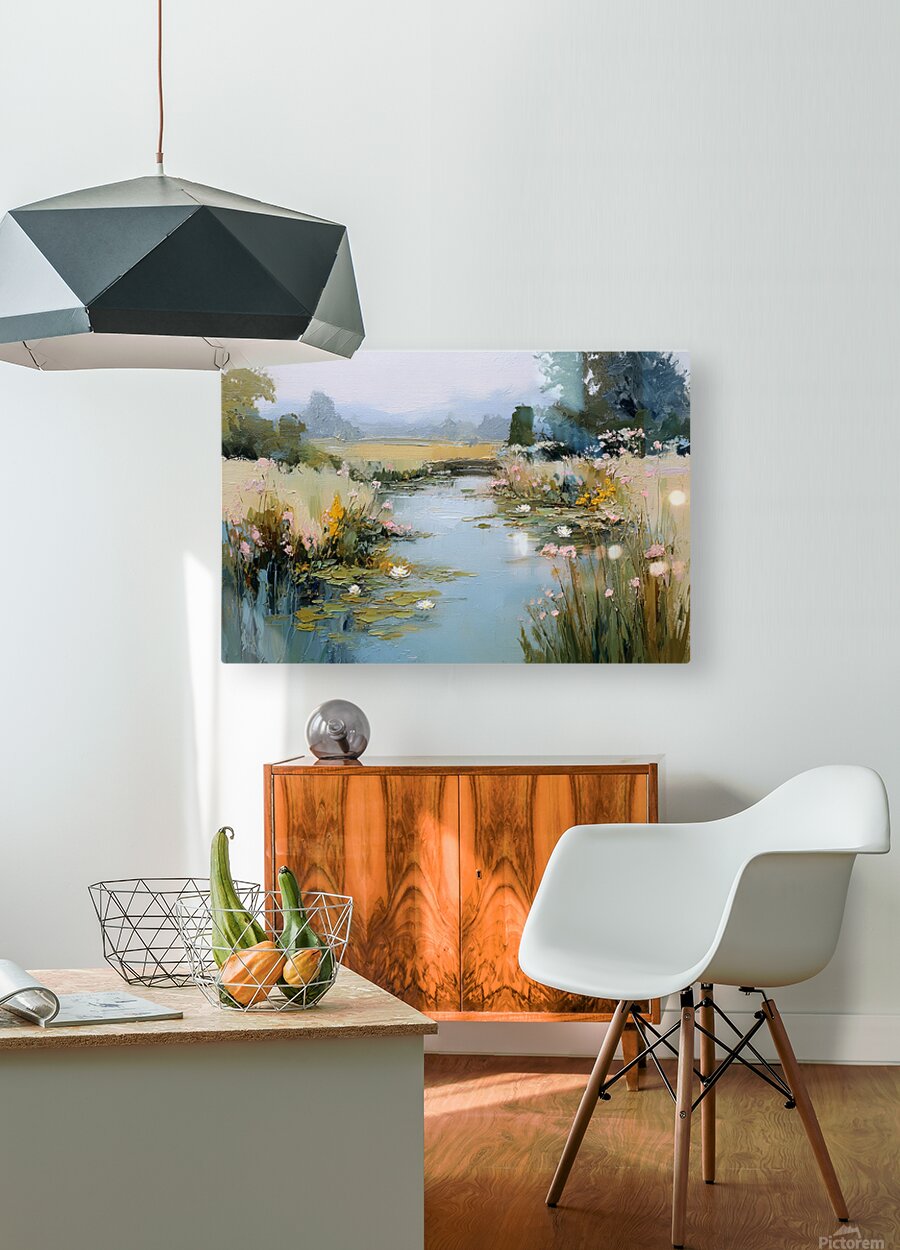 The Lily Pond – Impressionist Water Garden Painting, Lily Pad Pond Wall Art, Giclee Paper- Wood- Metal- Canvas
