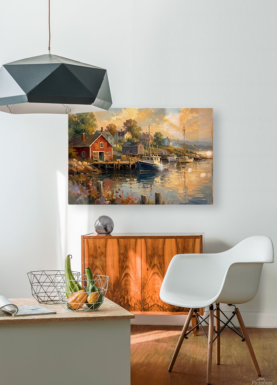 Coastal Harbor at Golden Hour | New England Print| Harbor Wall Print | Fishing Boat Coastal Decor | Canvas Wood Metal Giclee Print